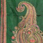 Green Silk Aari Work Embroidery Saree - Image 2